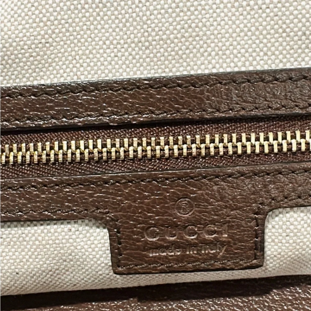 Authentic Gucci Monogram Jumbo GG Textured Calfskin Ophidia Tote Camel Ebony✨ - Picture 12 of 17